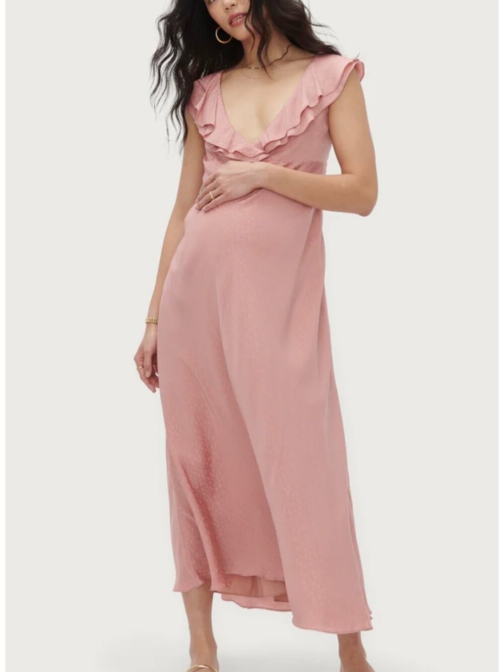 NWT HATCH The Emily midi Dress BLUSH pink floral formal US4 SZ2 bust35